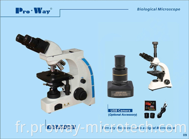 Microscope biologique binoculaire 40x-1000X LEDOPF et mise à niveau disponibles (XSZ-PW4000)